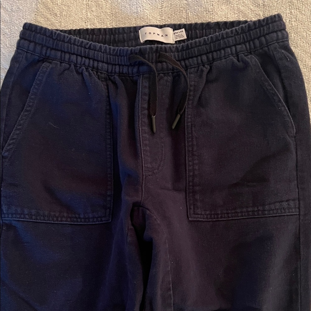 Topman Navy Cotton Joggers